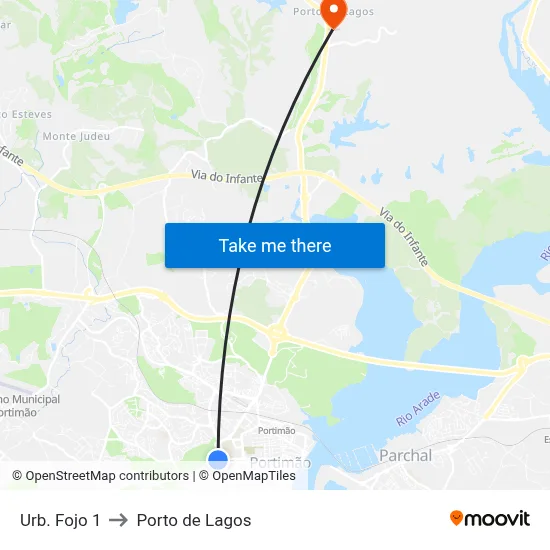 Urb. Fojo 1 to Porto de Lagos map