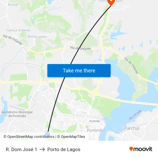 R. Dom José 1 to Porto de Lagos map