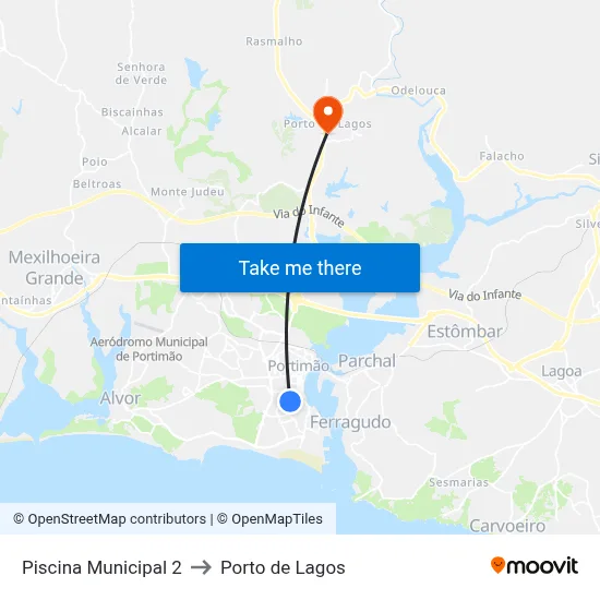 Piscina Municipal 2 to Porto de Lagos map