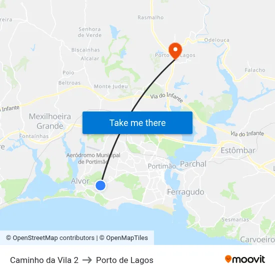 Caminho da Vila 2 to Porto de Lagos map