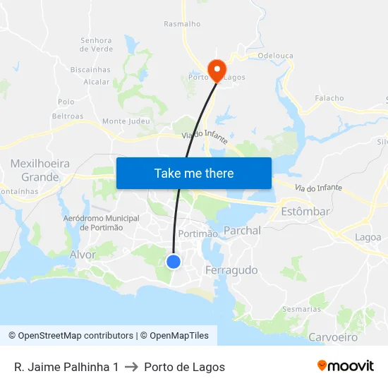 R. Jaime Palhinha 1 to Porto de Lagos map
