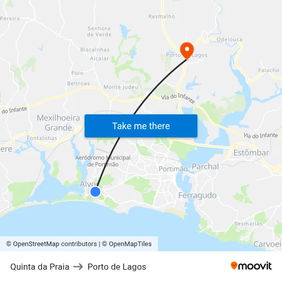 Quinta da Praia to Porto de Lagos map