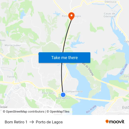 Bom Retiro 1 to Porto de Lagos map