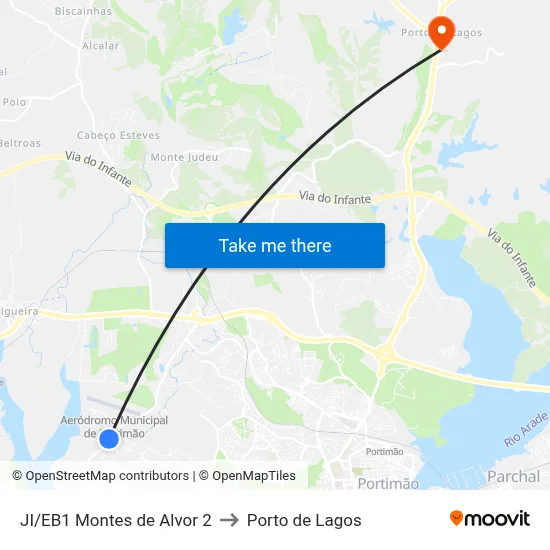 JI/EB1 Montes de Alvor 2 to Porto de Lagos map