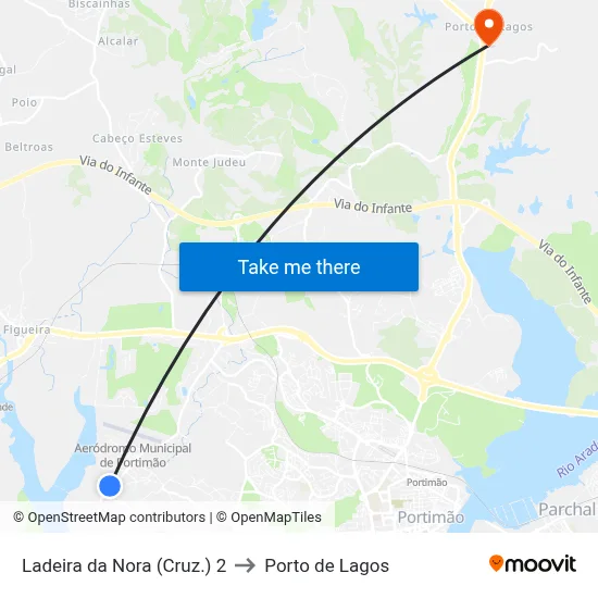 Ladeira da Nora (Cruz.) 2 to Porto de Lagos map