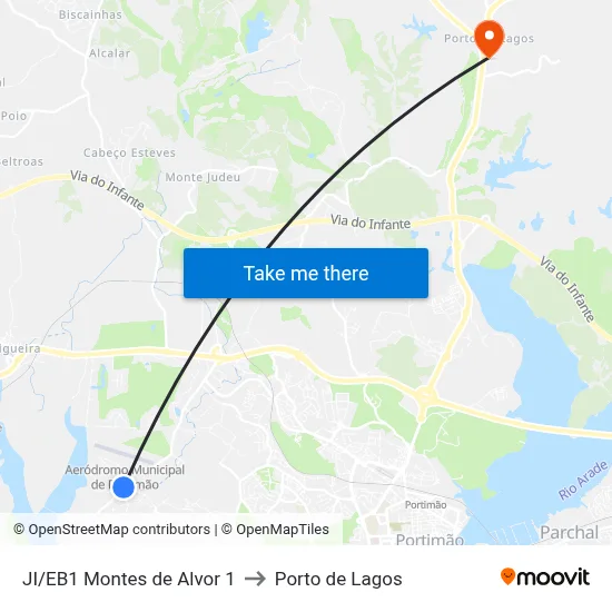 JI/EB1 Montes de Alvor 1 to Porto de Lagos map