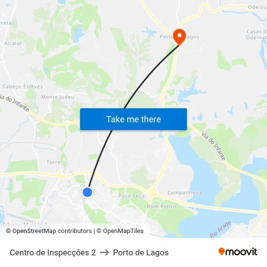 Centro de Inspecções 2 to Porto de Lagos map