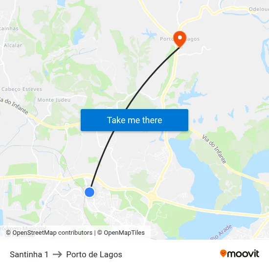 Santinha 1 to Porto de Lagos map