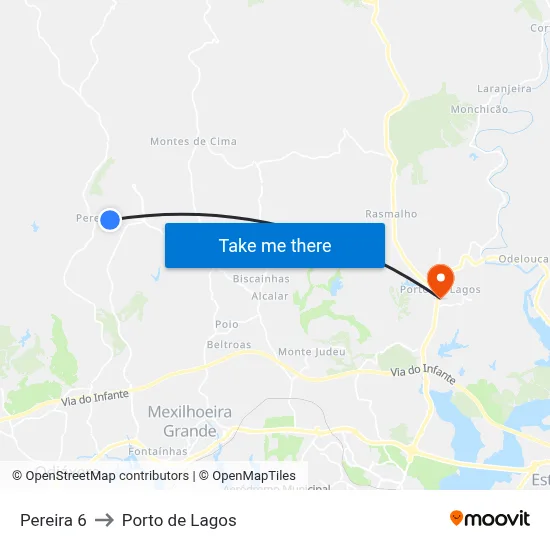 Pereira 6 to Porto de Lagos map