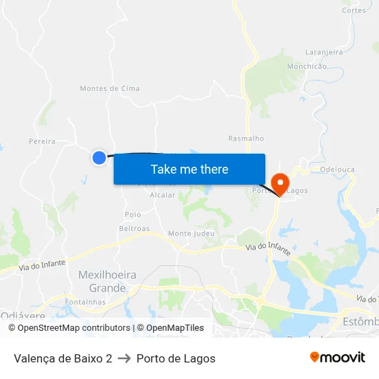 Valença de Baixo 2 to Porto de Lagos map