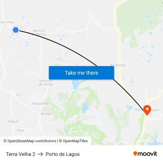 Terra Velha 2 to Porto de Lagos map