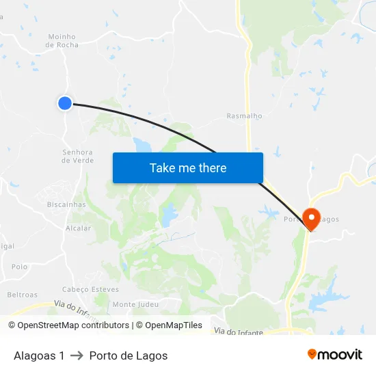 Alagoas 1 to Porto de Lagos map