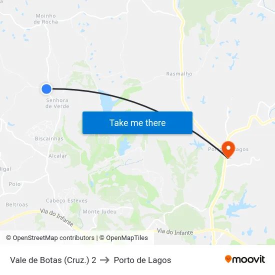 Vale de Botas (Cruz.) 2 to Porto de Lagos map
