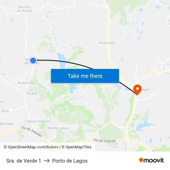 Sra. de Verde 1 to Porto de Lagos map
