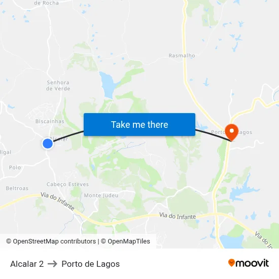 Alcalar 2 to Porto de Lagos map