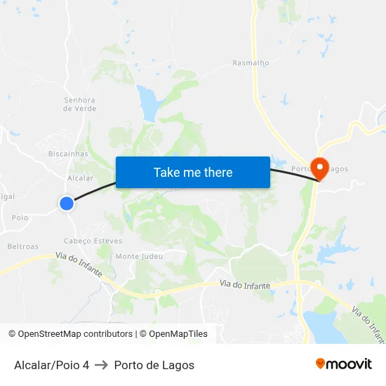 Alcalar/Poio 4 to Porto de Lagos map