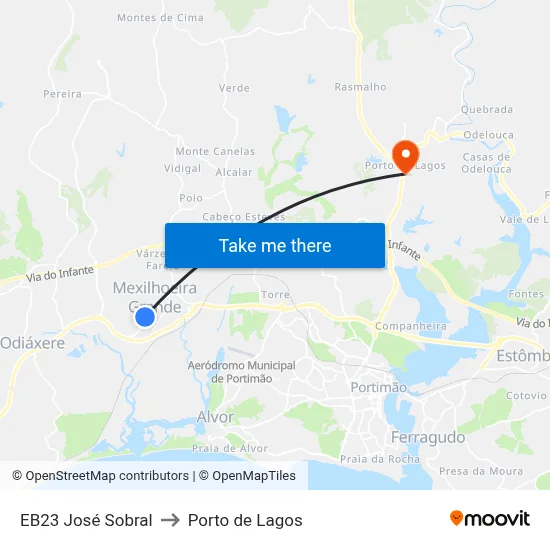 EB23 José Sobral to Porto de Lagos map