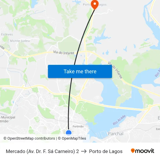 Mercado (Av. Dr. F. Sá Carneiro) 2 to Porto de Lagos map