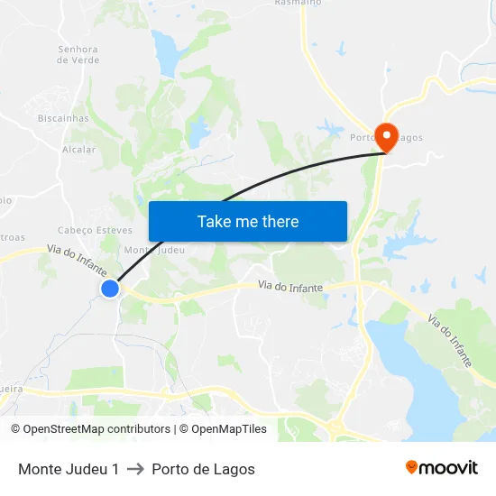 Monte Judeu 1 to Porto de Lagos map