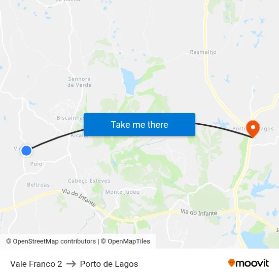 Vale Franco 2 to Porto de Lagos map