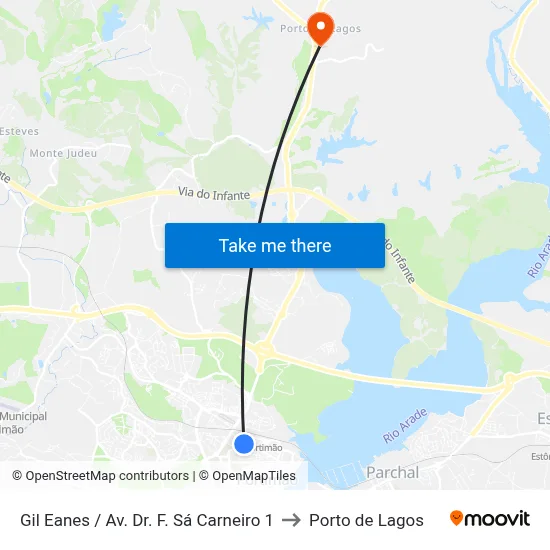Gil Eanes / Av. Dr. F. Sá Carneiro 1 to Porto de Lagos map