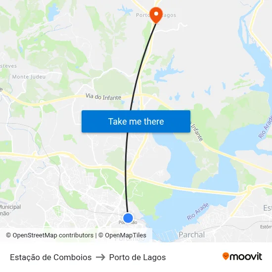 Estação de Comboios to Porto de Lagos map