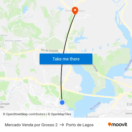 Mercado Venda por Grosso 2 to Porto de Lagos map