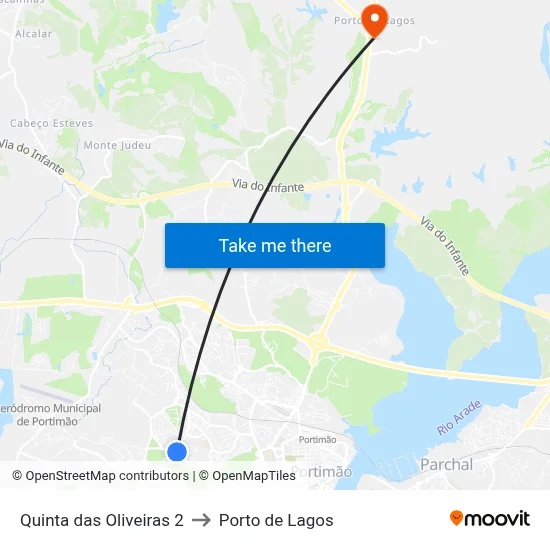 Quinta das Oliveiras 2 to Porto de Lagos map
