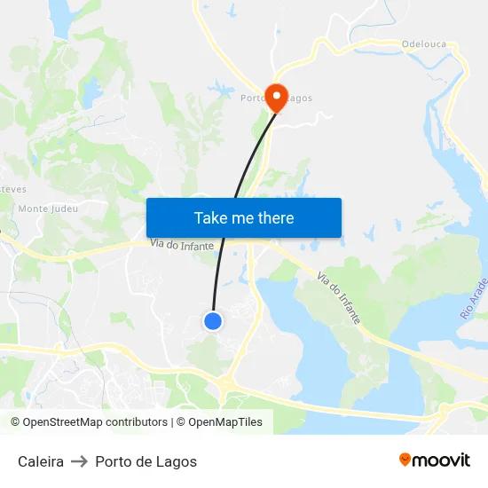 Caleira to Porto de Lagos map