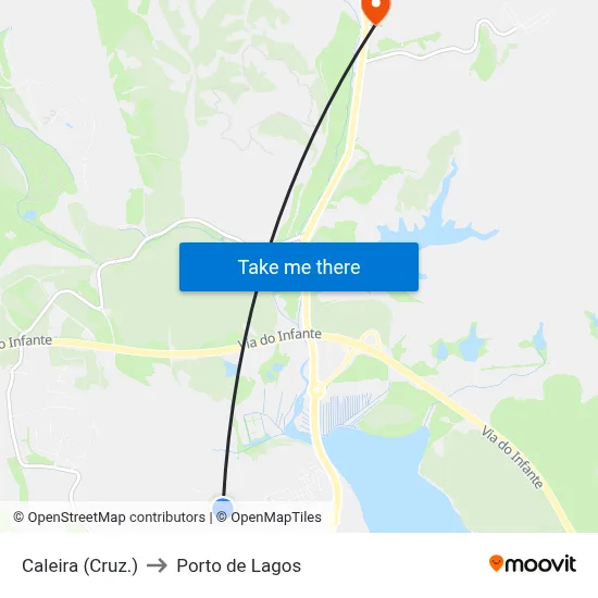 Caleira (Cruz.) to Porto de Lagos map