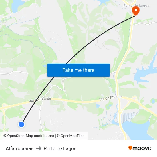 Alfarrobeiras to Porto de Lagos map