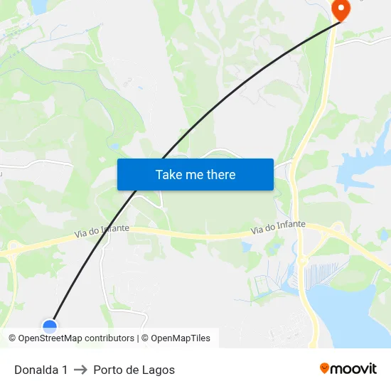 Donalda 1 to Porto de Lagos map
