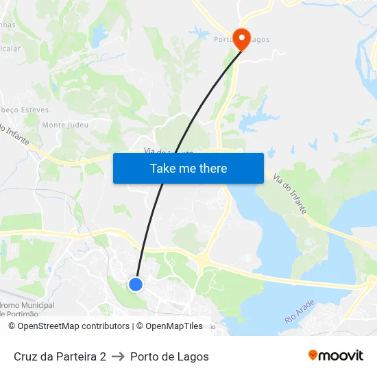 Cruz da Parteira 2 to Porto de Lagos map