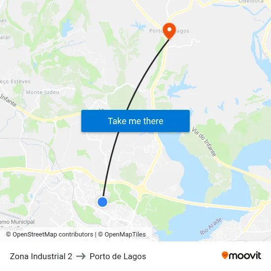 Zona Industrial 2 to Porto de Lagos map
