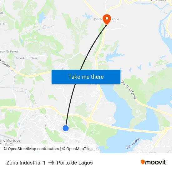 Zona Industrial 1 to Porto de Lagos map