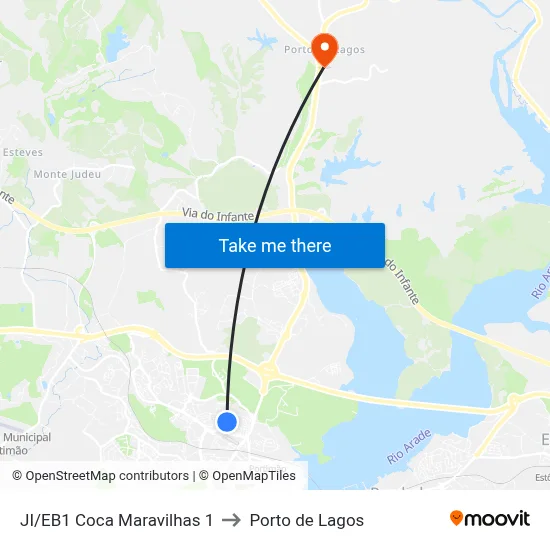JI/EB1 Coca Maravilhas 1 to Porto de Lagos map