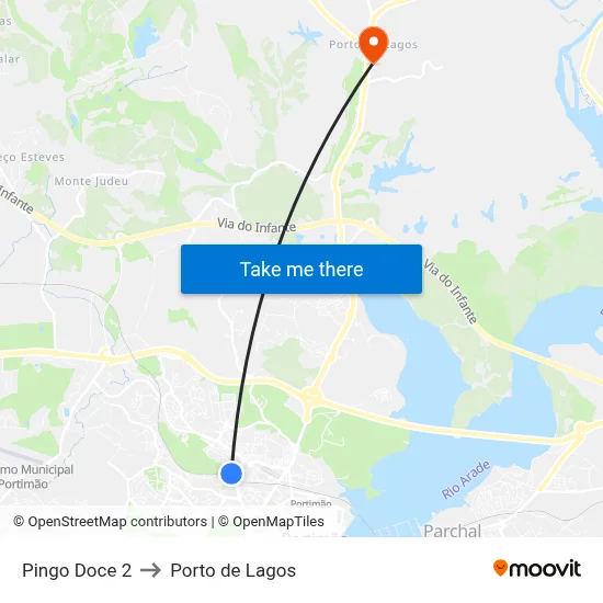 Pingo Doce 2 to Porto de Lagos map