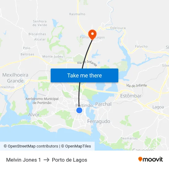 Melvin Jones 1 to Porto de Lagos map