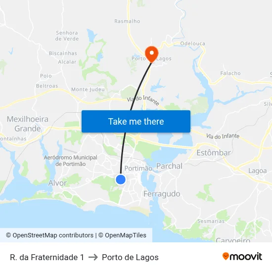 R. da Fraternidade 1 to Porto de Lagos map