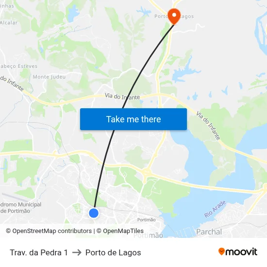 Trav. da Pedra 1 to Porto de Lagos map
