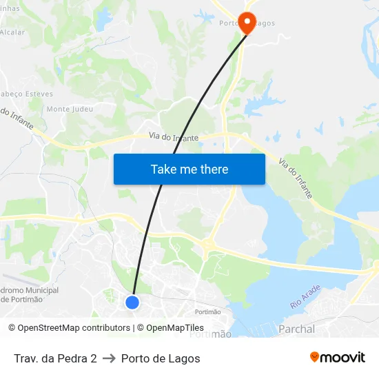 Trav. da Pedra 2 to Porto de Lagos map