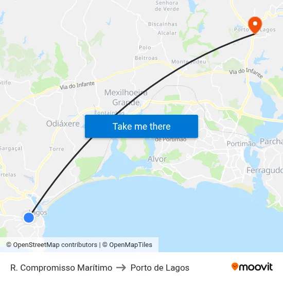 R. Compromisso Marítimo to Porto de Lagos map
