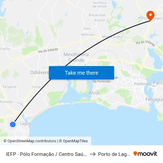 IEFP - Pólo Formação / Centro Saúde) to Porto de Lagos map