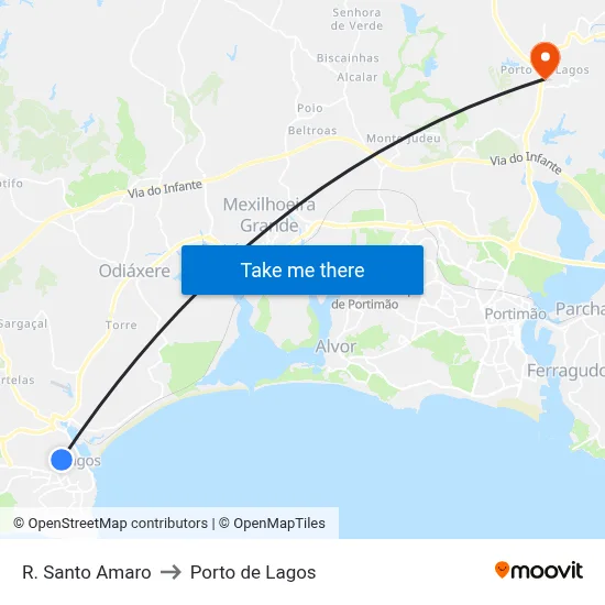 R. Santo Amaro to Porto de Lagos map