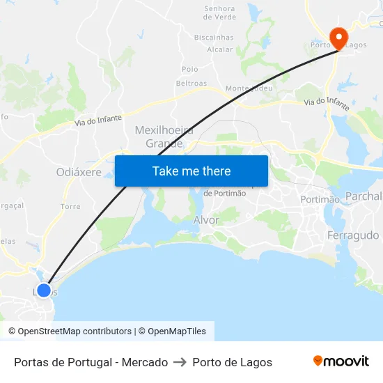 Portas de Portugal - Mercado to Porto de Lagos map