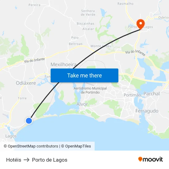 Hotéis to Porto de Lagos map