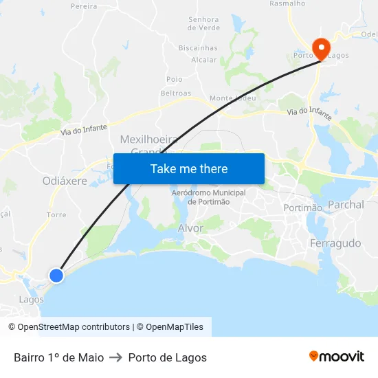 Bairro 1º de Maio to Porto de Lagos map