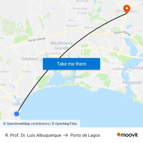 R. Prof. Dr. Luís Albuquerque to Porto de Lagos map