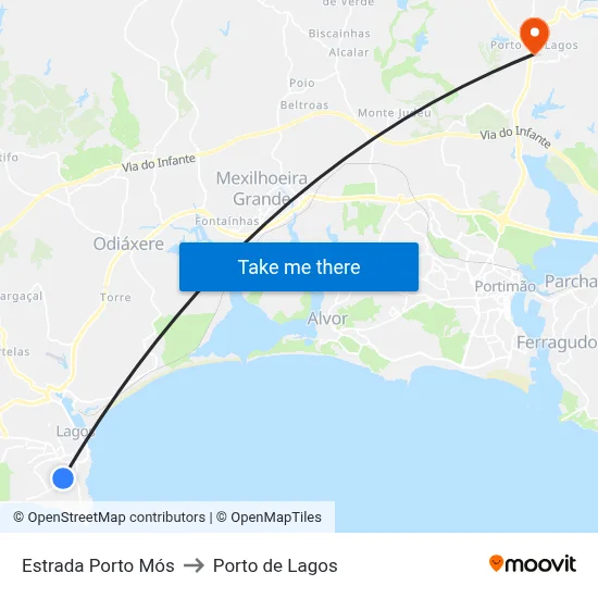 Estrada Porto Mós to Porto de Lagos map