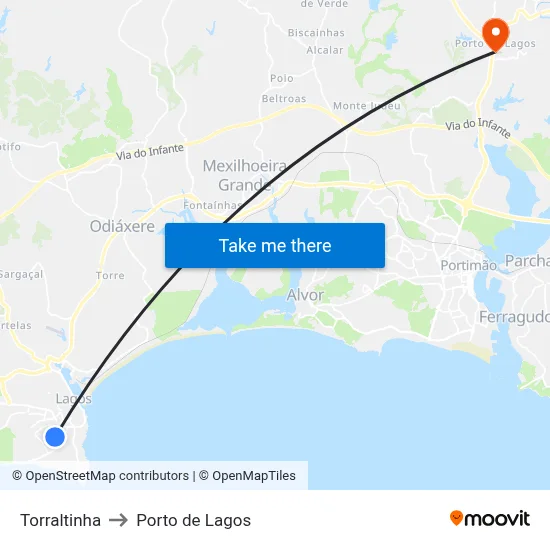 Torraltinha to Porto de Lagos map